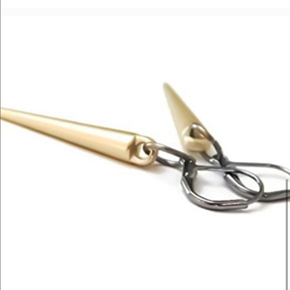 Two tone gold and pewter color spike earrings - Picture 5 of 5